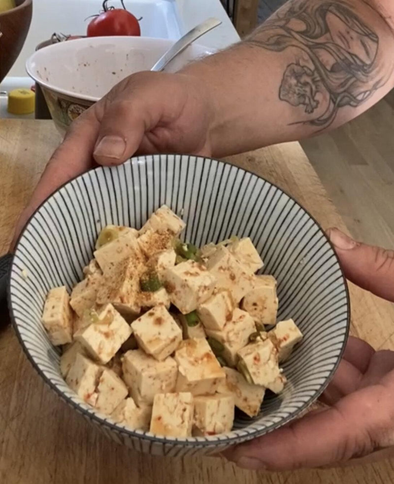 Cold Tofu Starter with AF Chili Chunka Sambal Dressing