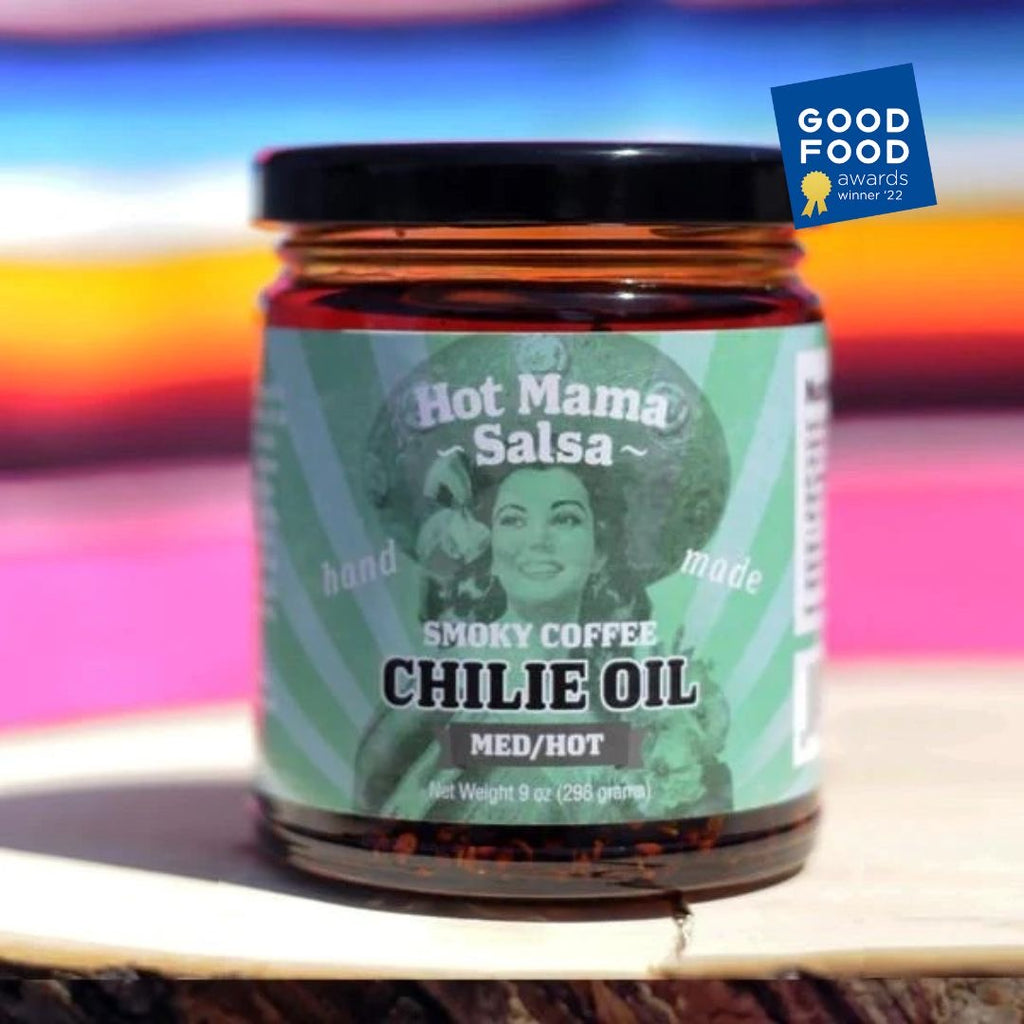 good Food award winner. Hot Mama Salsa. Chili Oil. Sibeiho